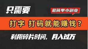 只需要打字，打码，就能赚钱？简单的赚钱小副业，利用碎片时间，月入过万-副业网创