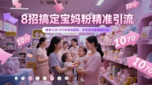 8招搞定宝妈粉精准引流,精准引流10万本地母婴粉,多渠道流量爆破玩法-副业网创