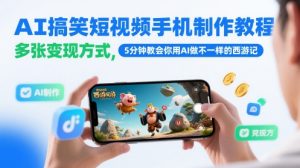 AI搞笑短视频手机制作教程，多张变现方式，5分钟教会你用AI做不一样的西游记-副业网创