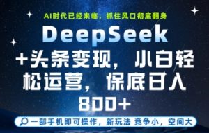 DeepSeek+头条变现,保姆级教学,小白轻松上手,日入8张+【揭秘】-副业网创