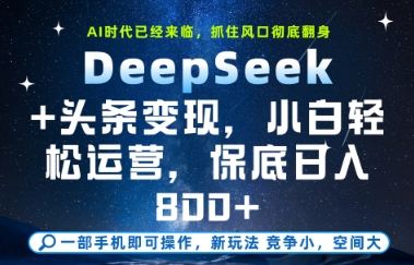DeepSeek+头条变现，保姆级教学，小白轻松上手，日入8张+【揭秘】-副业网创