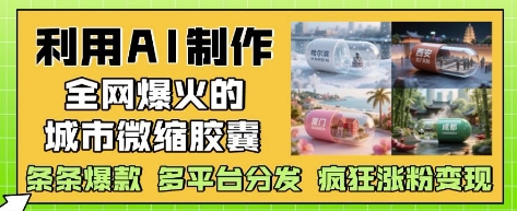 利用AI制作全网爆火的城市微缩胶囊，条条爆款， 多平台分发，疯狂涨粉变现-副业网创
