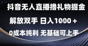 抖音无人直播撸礼物掘金,解放双手,日入1k,0成本纯利,无基础可上手【揭秘】-副业网创