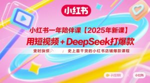 小红书一年陪伴课【2025年新课】，用短视频+deepSeek打爆款，史上最干货的小红书店铺爆款课程-副业网创