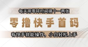 零撸快手首码，每天用零碎时间搞个一两张，有快手就能操作小白轻松上手【揭秘】-副业网创