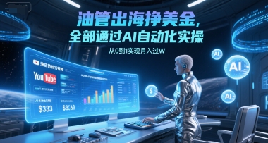 油管出海挣美金，全部通过AI自动化实操，从0到1实现月入过W-副业网创