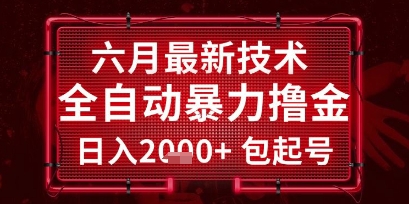六月最新技术全自动暴力撸金，稳定日入2k+包起号，长期稳定【揭秘】-副业网创