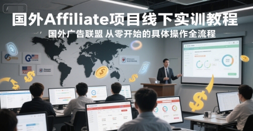国外Affiliate项目线下实训教程，国外广告联盟从零开始的具体操作全流程-副业网创