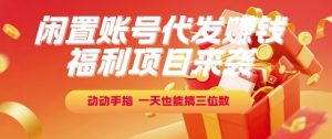 福利项目来袭，闲置账号代发挣钱，动动手指，一天也能搞三位数【揭秘】-副业网创