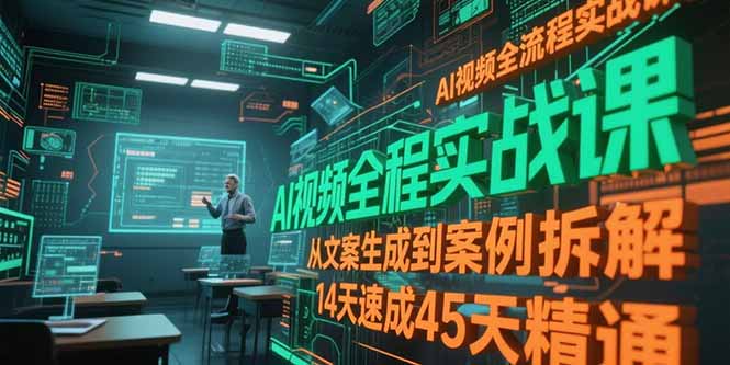 AI视频全流程实战课，从文案生成到案例拆解，14天速成45天精通-副业网创