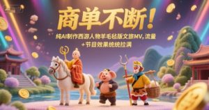 商单不断！纯AI制作西游人物羊毛毡版文旅MV，流量+节目效果统统拉满-副业网创