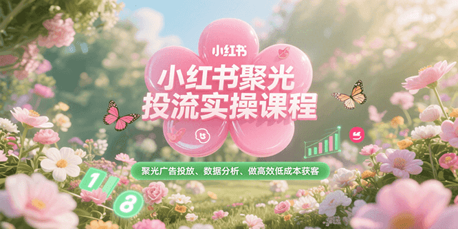 小红书聚光投流实操课程，聚光广告投放、数据分析、做高效低成本获客-副业网创