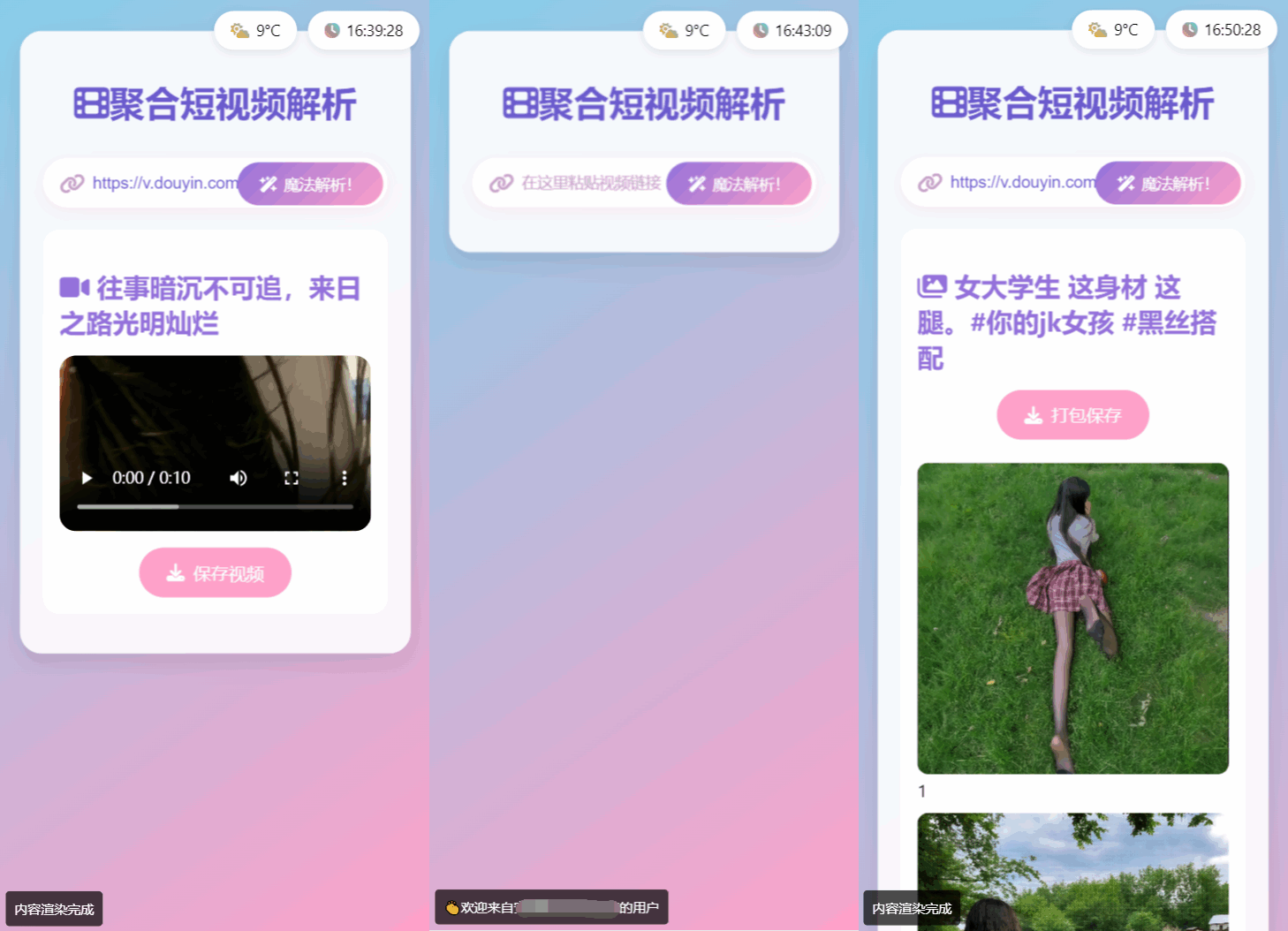 全新二次元聚合短视频解析去水印系统源码 自适应双端-副业网创