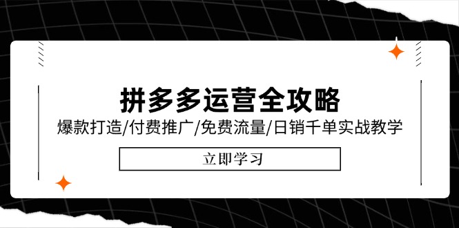 拼多多运营全攻略，爆款打造/付费推广/免费流量/日销千单实战教学/6月更新-副业网创