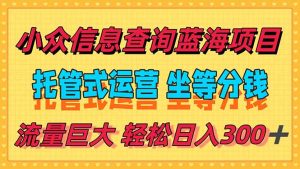 稳定日入300＋，小众信息查询蓝海项目，全程懒人式托管，解放你的时间-副业网创