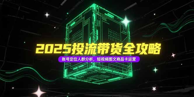 2025投流带货全攻略，账号定位人群分析，短视频图文商品卡运营-副业网创