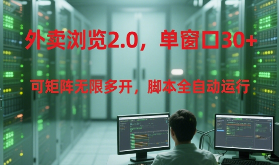 外卖浏览2.0，单窗口30+可矩阵无限多开，脚本全自动运行【揭秘】-副业网创
