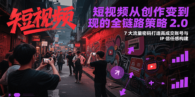 短视频从创作到变现的全链路策略2.0，7大流量密码构建IP信任感打造高成交账号-副业网创