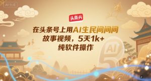 在头条号上用AI生民间故事视频,5天1k+,纯软件操作-副业网创