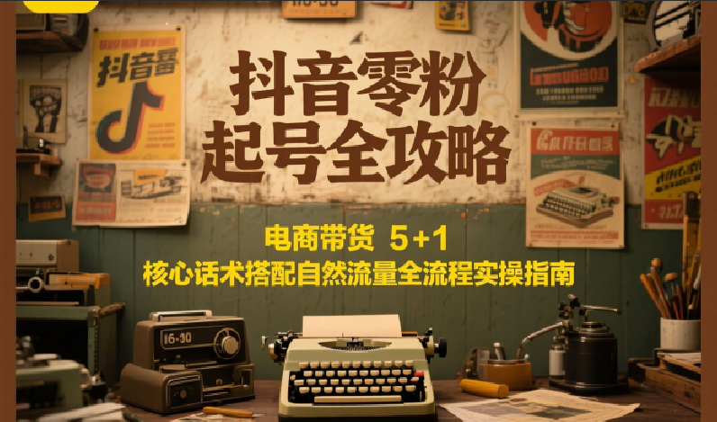抖音零粉起号全攻略：电商带货 5+1 核心话术搭配自然流量全流程实操指南-副业网创