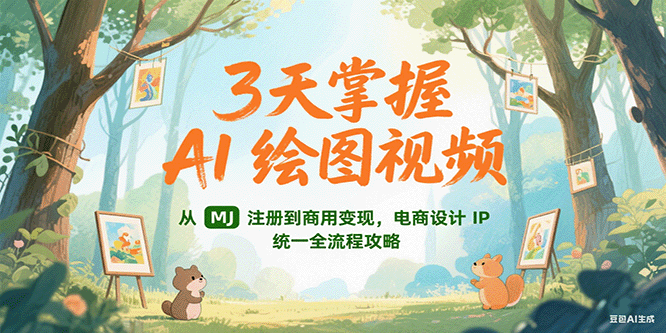 3天掌握AI绘图视频，从MJ 注册到商用变现，电商设计IP统一全流程攻略-副业网创
