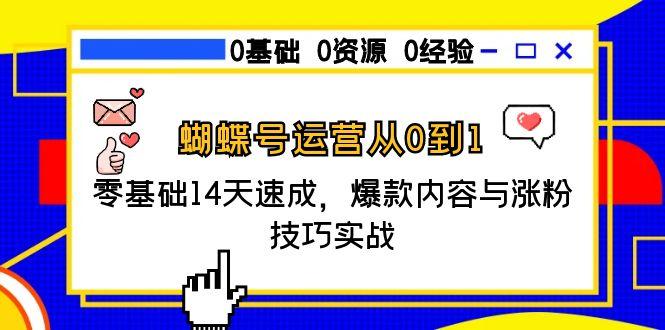 蝴蝶号运营从0到1，零基础14天速成，爆款内容与涨粉技巧实战-副业网创