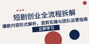 2025短剧创业全流程拆解，爆款内容形式解析，混剪实操与团队运营指南-副业网创