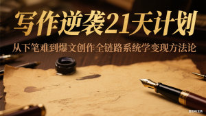 写作逆袭21天计划：从下笔难到爆文创作全链路系统学变现方法论-副业网创