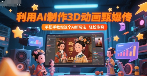 利用AI制作3D动画甄嬛传，流量爆了，手把手教你这个AI新玩法，轻松涨粉-副业网创