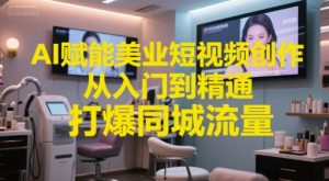 AI赋能美业短视频创作，从入门到精通，打爆同城流量，超级AI工具短视频实操落地-副业网创