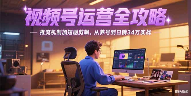 2025视频号运营全攻略，推流机制加短剧剪辑，从养号到日销34万实战-副业网创