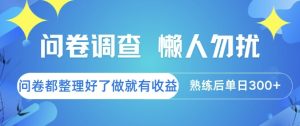问卷调查，懒人勿扰，问卷都整理好了单价不等，做就有收益，熟练后单日3张【揭秘】-副业网创