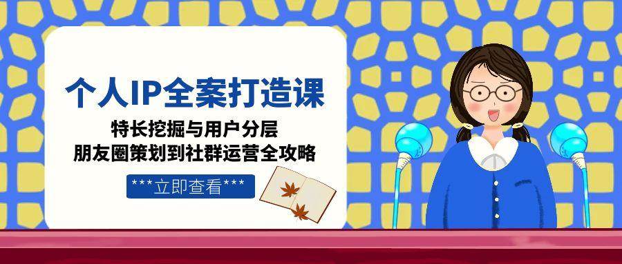 个人IP全案打造课，特长挖掘与用户分层，朋友圈策划到社群运营全攻略-副业网创