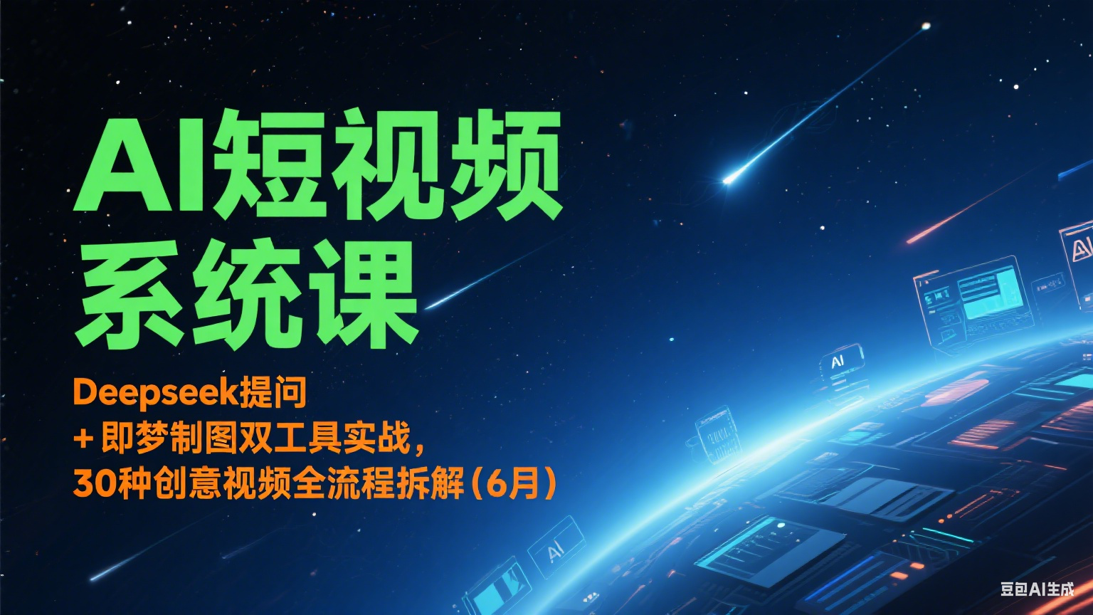 AI短视频系统课：Deepseek提问 + 即梦制图双工具实战，30种创意视频全流程拆解(6月)-副业网创