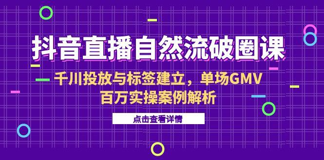 抖音直播自然流破圈课-6月，千川投放与标签建立，单场GMV百万实操案例解析-副业网创