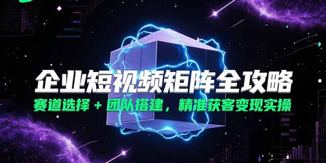 企业短视频矩阵全攻略，赛道选择+团队搭建，精准获客变现实操-副业网创