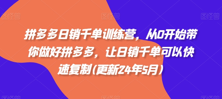 拼多多日销千单训练营，从0开始带你做好拼多多，让日销千单可以快速复制(更新25年6月)-副业网创