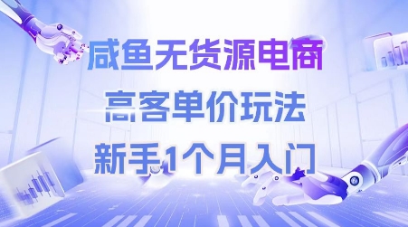 咸鱼无货源电商，高客单价玩法，新手1个月入门-副业网创