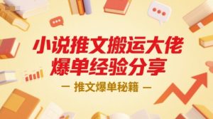 小说推文搬运大佬爆单经验分享,推文爆单秘籍-副业网创