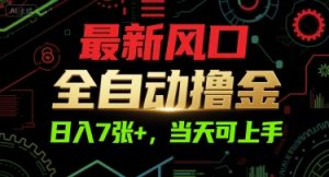 最新风口，全自动撸金，日入7张+，当天可上手【揭秘】-副业网创