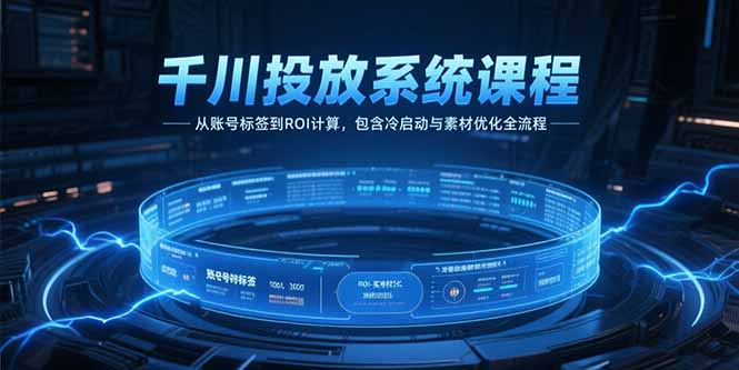 千川投放系统课程，从账号标签到ROI计算，包含冷启动与素材优化全流程-副业网创