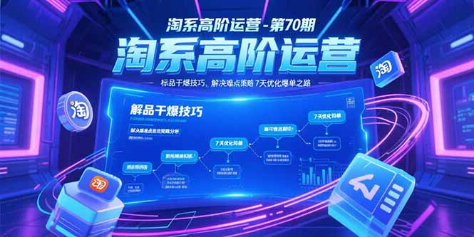 淘系高阶运营-第70期，标品干爆技巧，解决难点策略，大佬操盘方法-副业网创