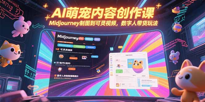 AI萌宠内容创作课，Midjourney制图到可灵视频，数字人带货玩法-副业网创