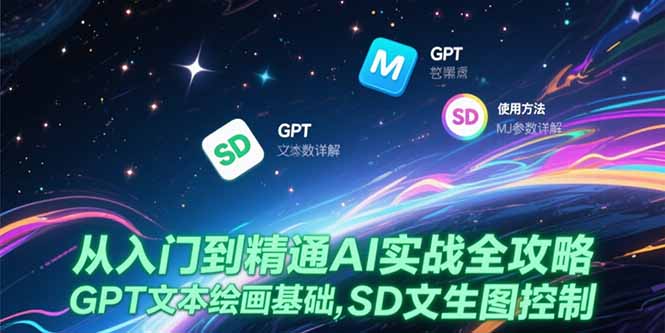 从入门到精通AI实战全攻略，GPT文本绘画基础，MJ参数详解，SD文生图控制-副业网创
