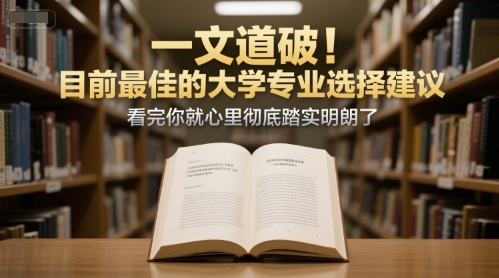 付费文章：一文道破！目前最佳的大学专业选择建议，看完你就心里彻底踏实明朗了-副业网创