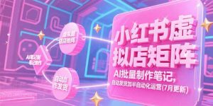 小红书虚拟店矩阵,AI批量制作笔记,自动发货加半自动化运营(7月更新-副业网创