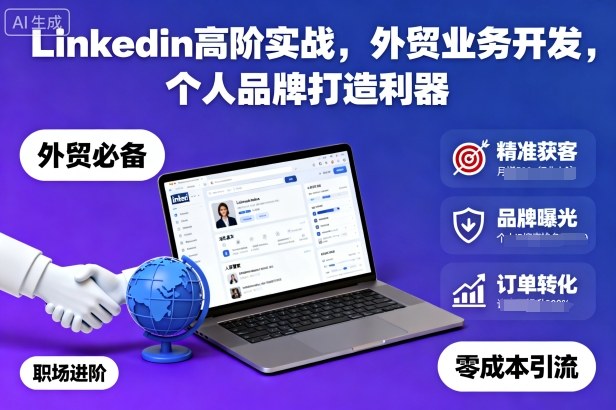 Linkedin高阶实战，外贸业务开发，个人品牌打造利器-副业网创