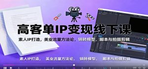 高客单IP变现线下大课:素人IP打造,美业流量方法论,销转模型,脚本与拍摄剪辑-副业网创