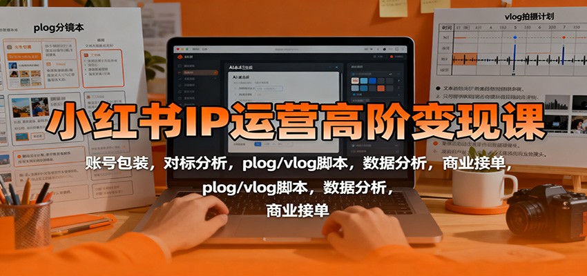 小红书IP运营高阶变现课：账号包装，对标分析，plog/vlog脚本，数据分析，商业接单-副业网创