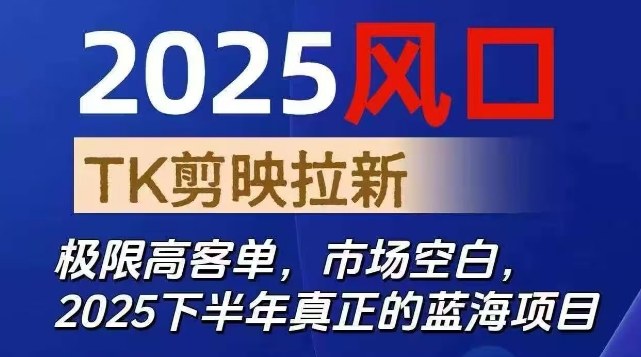 2025风口TK剪映capcut拉新项目,极限高客单,市场空白,2025下半年真正的蓝海项目-副业网创
